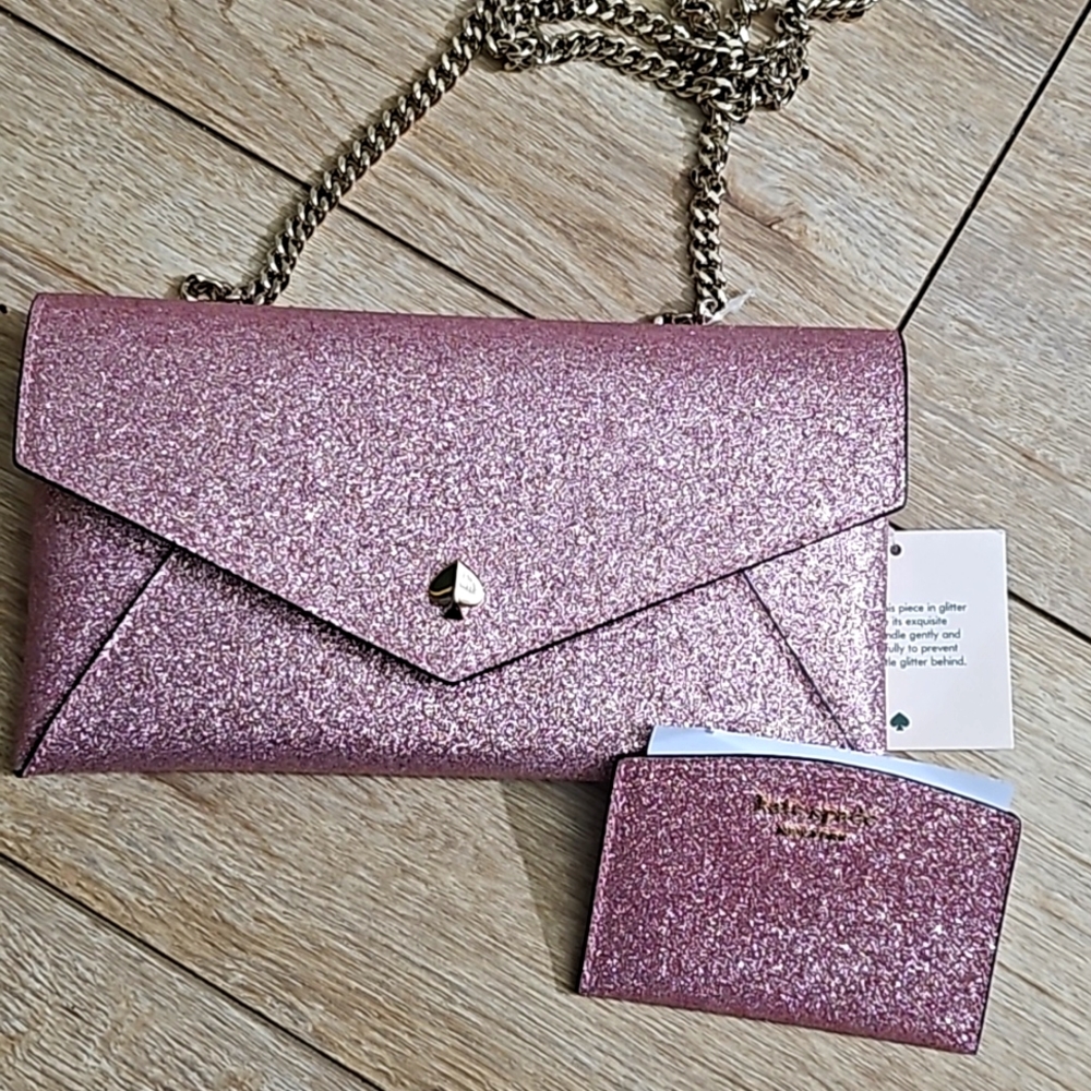 Kate spade glitter should bag with gold chain. Plus card/ID holder.